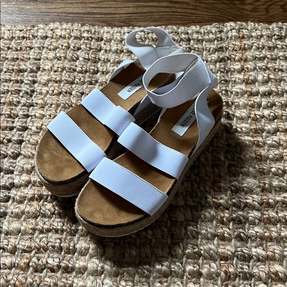 White Strappy Sandals with Espadrille Sole
